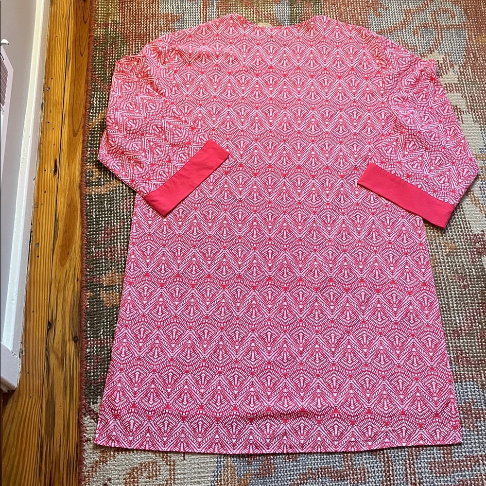 NWOT Coolibar Sun Protection Shift Dress Coral and White size xl - Picture 2 of 9
